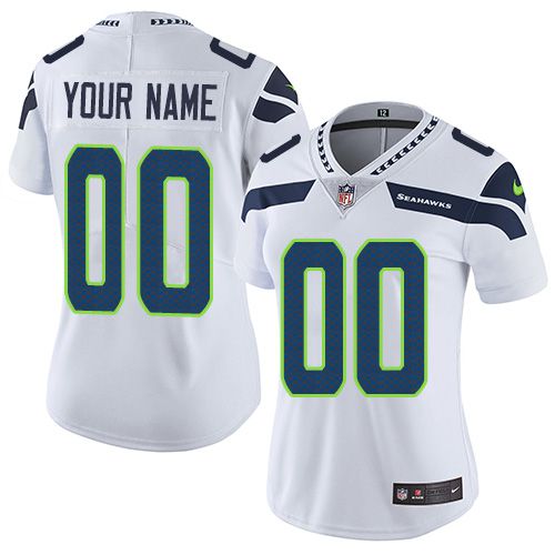 2019 NFL Women Nike Seattle Sehawks Road White Customized Vapor jersey